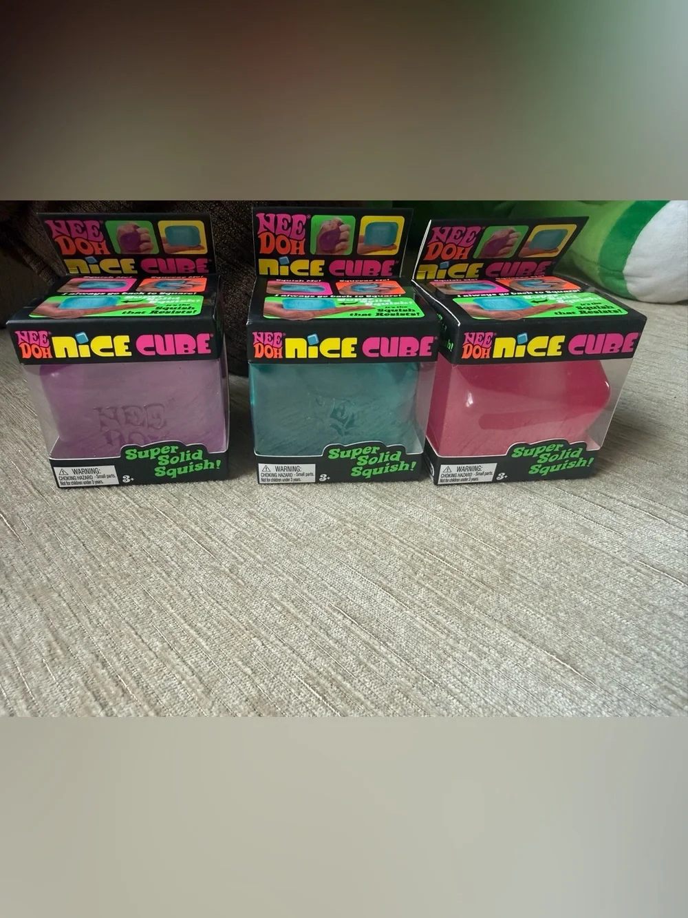Nice Cube Squishy Stress Toy - Purple, Teal, Pink $25 each